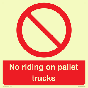 No riding on pallet trucks
